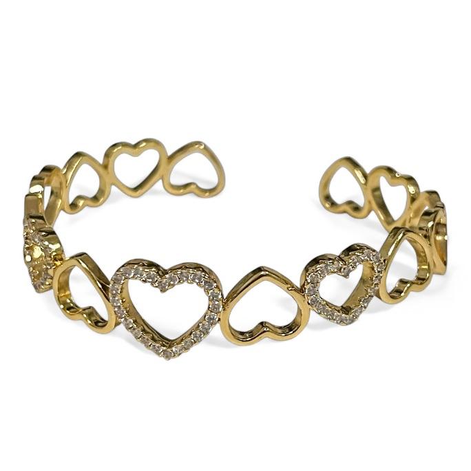 PULSEIRA BRACELETE CORAÇÃO VAZADO ZIRCONIA CRISTAL
