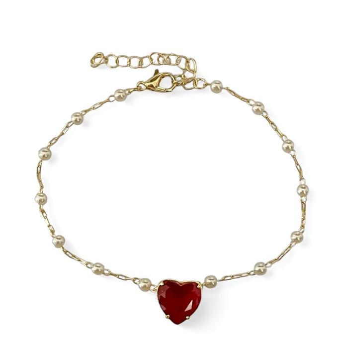 PULSEIRA CORAÇÃO RUBI PEROLA
