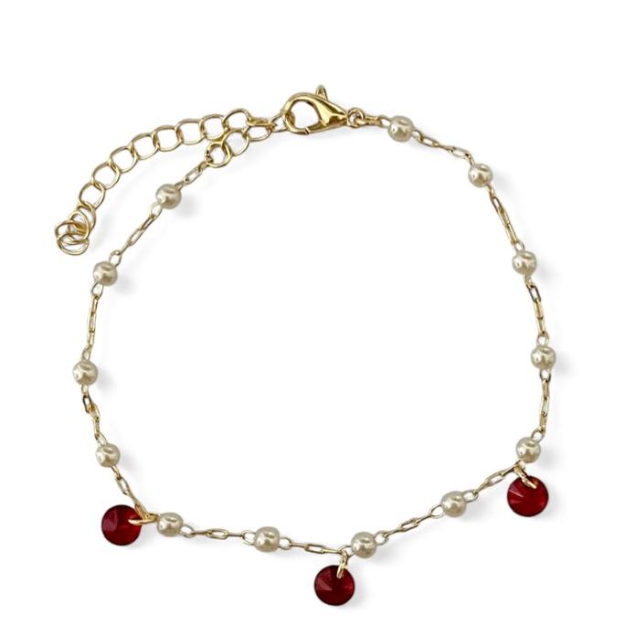 PULSEIRA CRISTAIS RUBI PEROLA